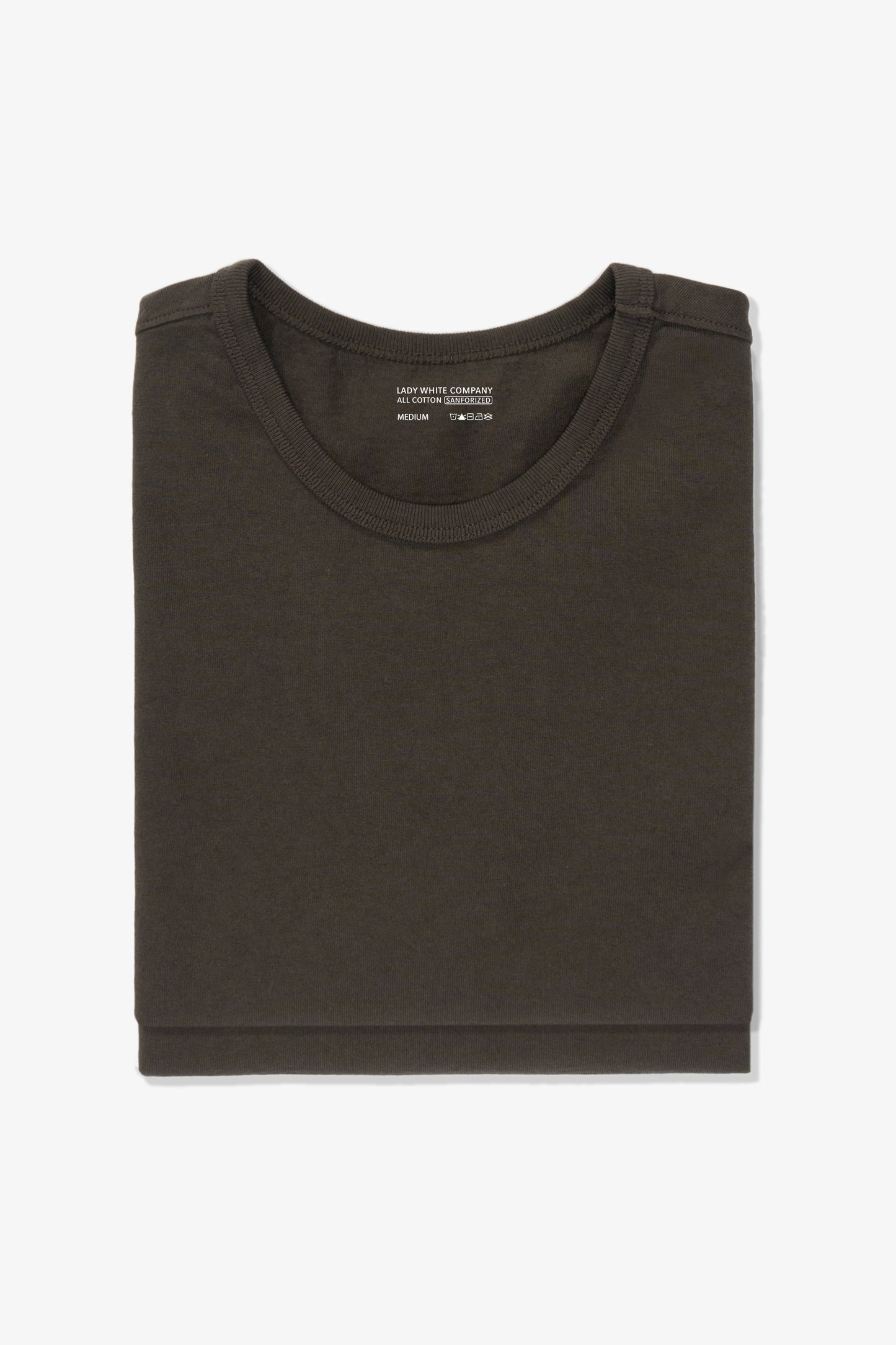 Close-up of LW101T “Our T-shirt in Black Pine.