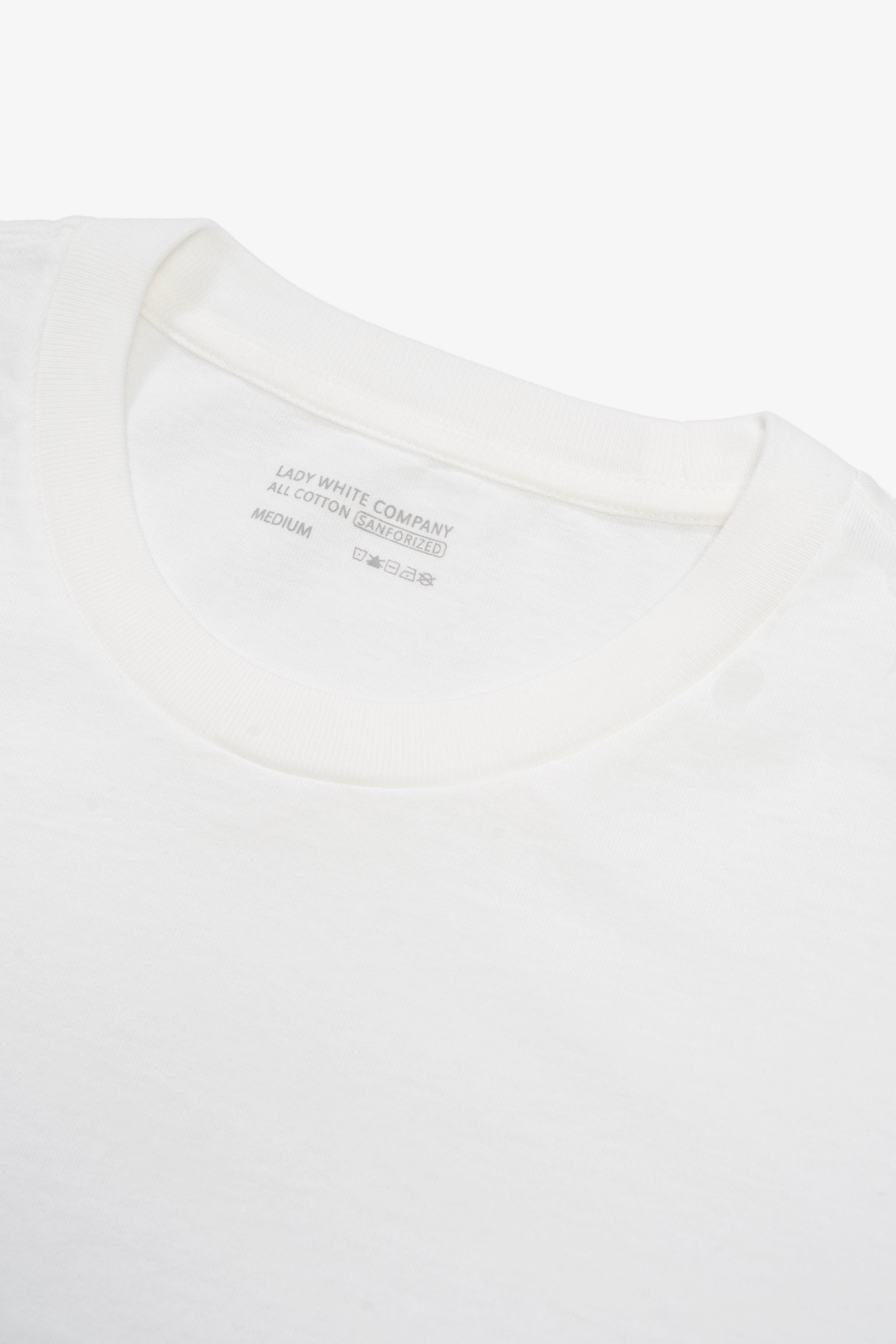 Collar detail of LW102 Municipal T-shirt in White
