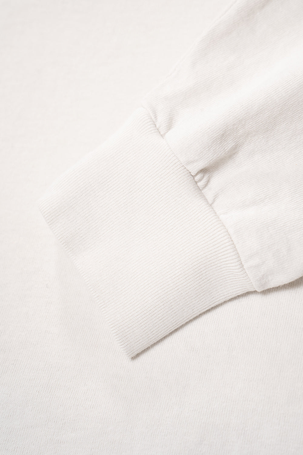 Close-up of cuff of LW102LS LS Municipal Pocket T-shirt in Off White