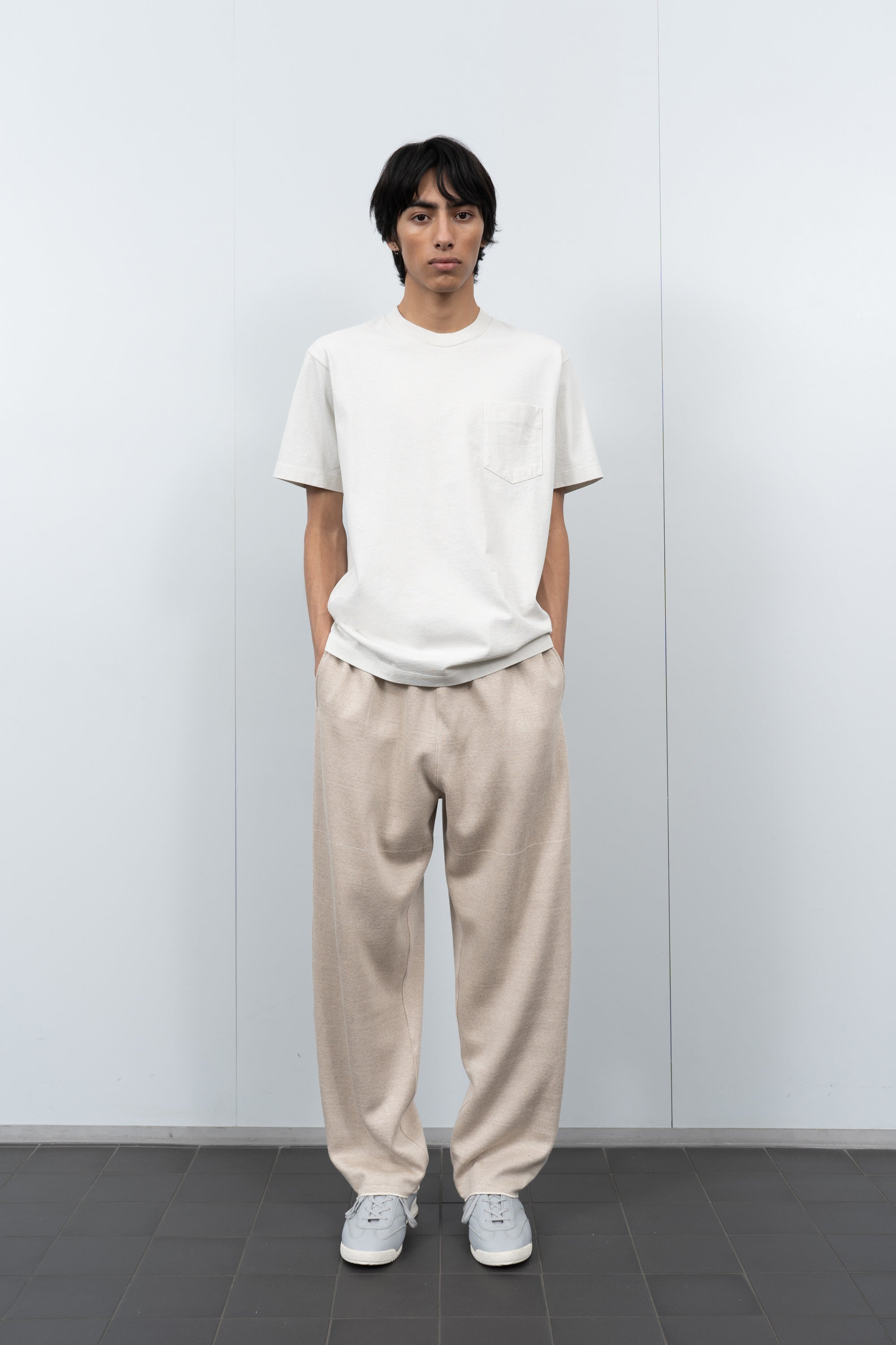 LW1120 Balta Pocket T-shirt in Off White on a model