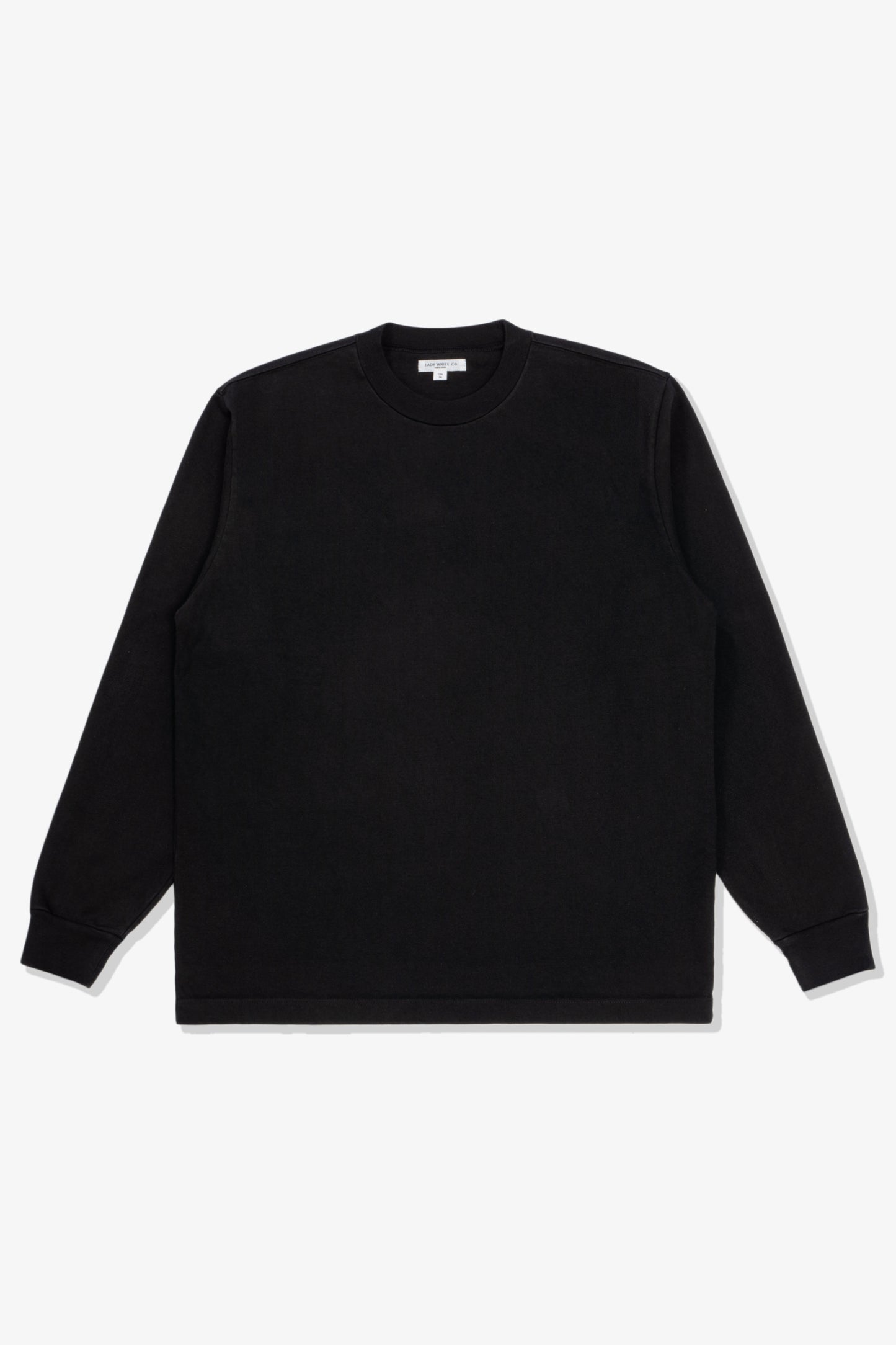 Full front-facting flat overview of LW130LS Rugby T-shirt in Black