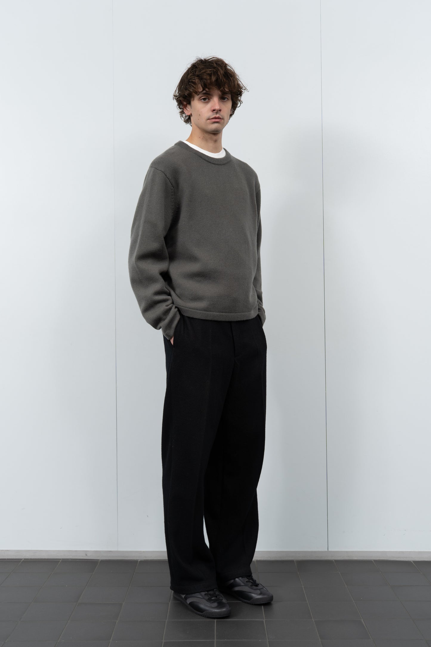 WOOL CASHMERE SWEATER - MARINE GREY