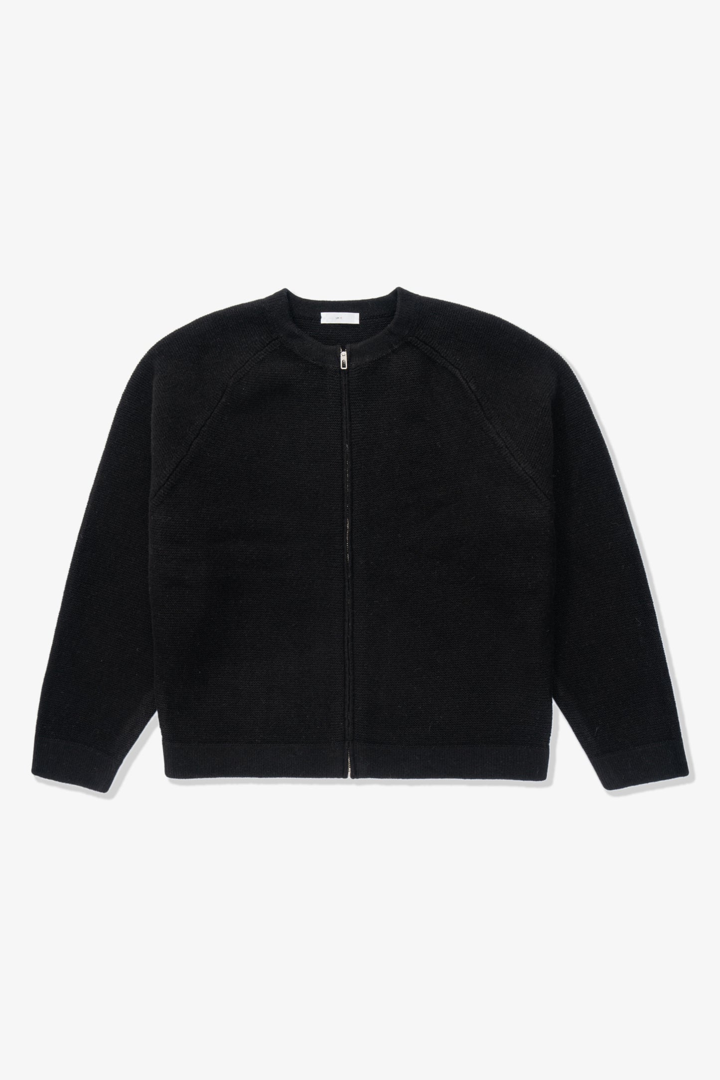 WOOL LINK ZIP CARDIGAN - BLACK