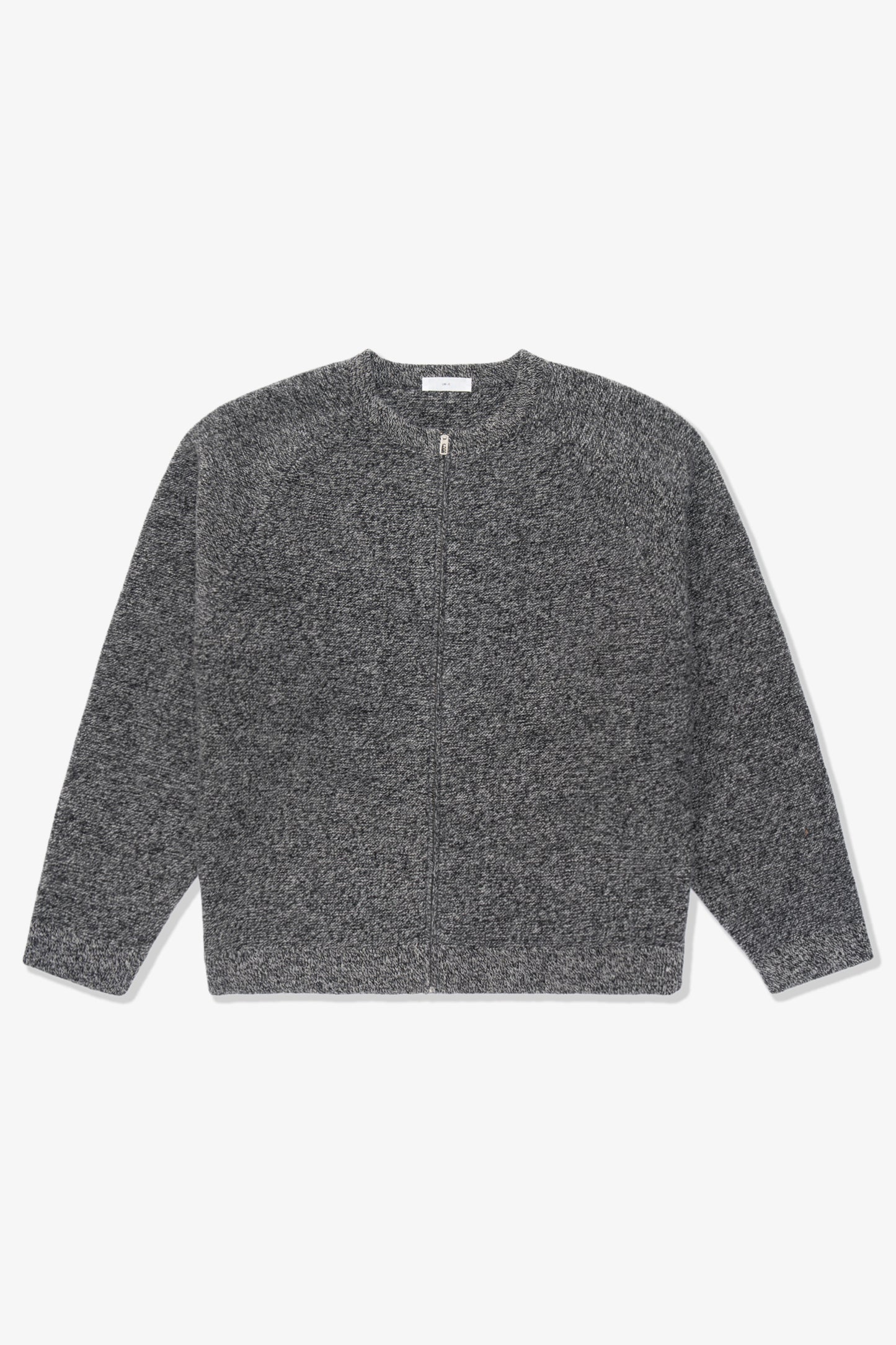 WOOL LINK ZIP CARDIGAN - BLACK TWIST
