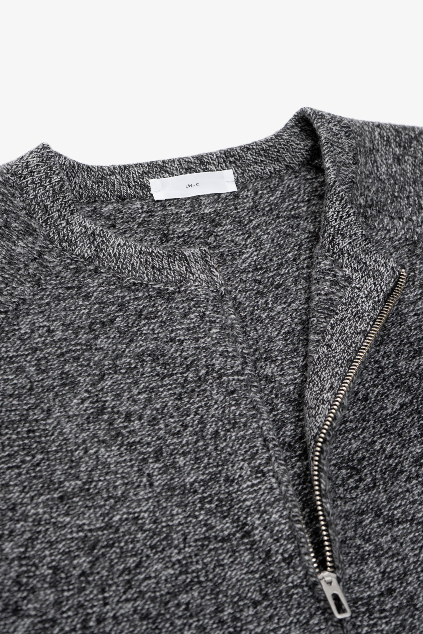 WOOL LINK ZIP CARDIGAN - BLACK TWIST