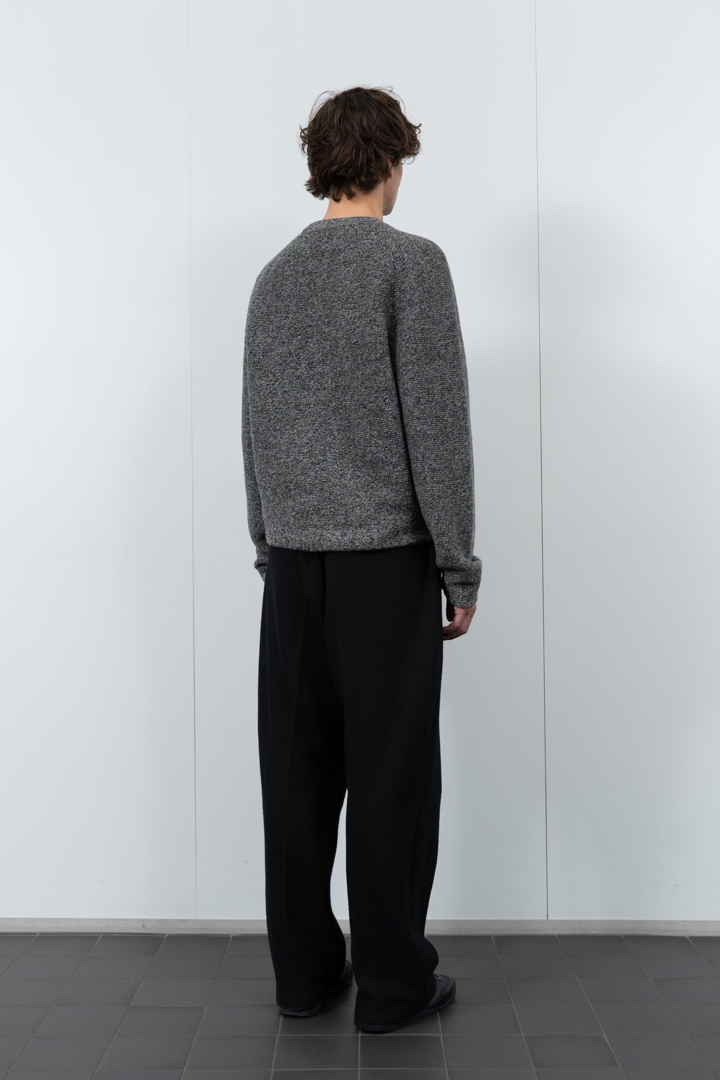 WOOL LINK ZIP CARDIGAN - BLACK TWIST