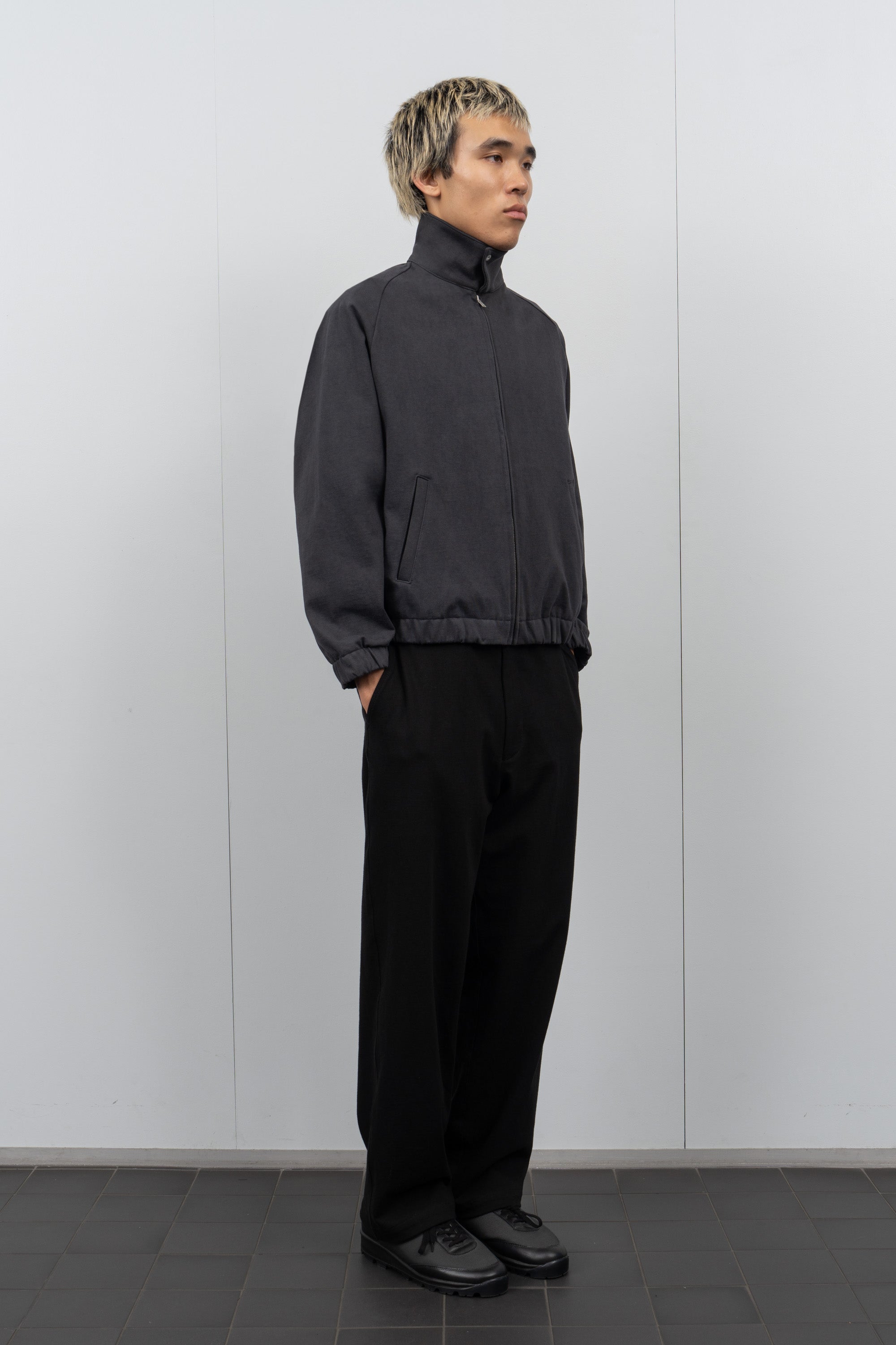 LW1670 Coach Jacket in Faded Black on a model