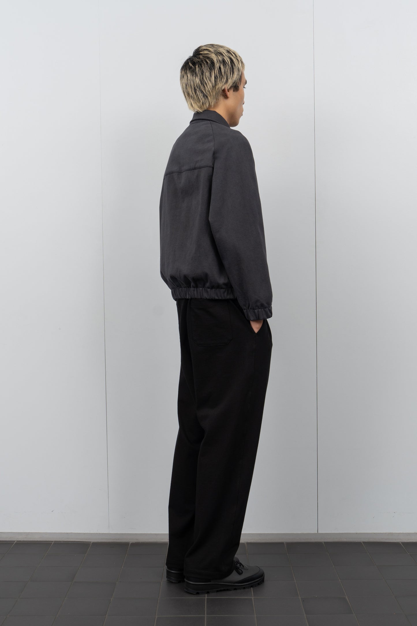 LW1670 Coach Jacket in Faded Black on a model