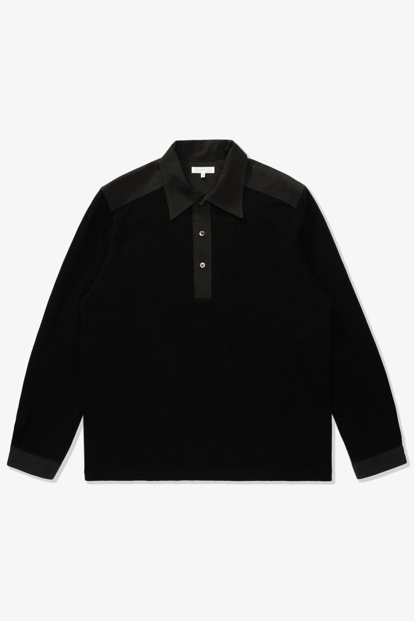Full front-facing flat overview of LW415CL Double Knit Polo in Black