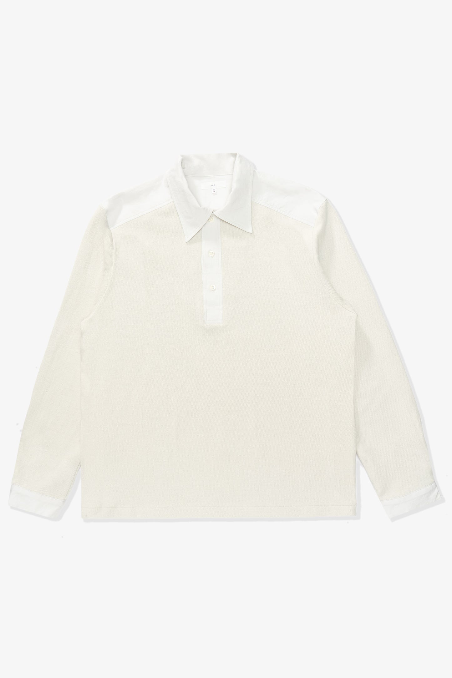 Full front-facing flat overview of LW415CL Double Knit Polo in Off White