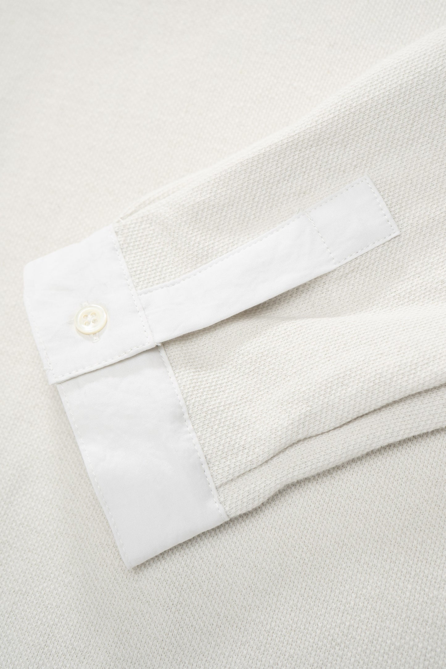 Cuff detail of LW415CL Double Knit Polo in Off White
