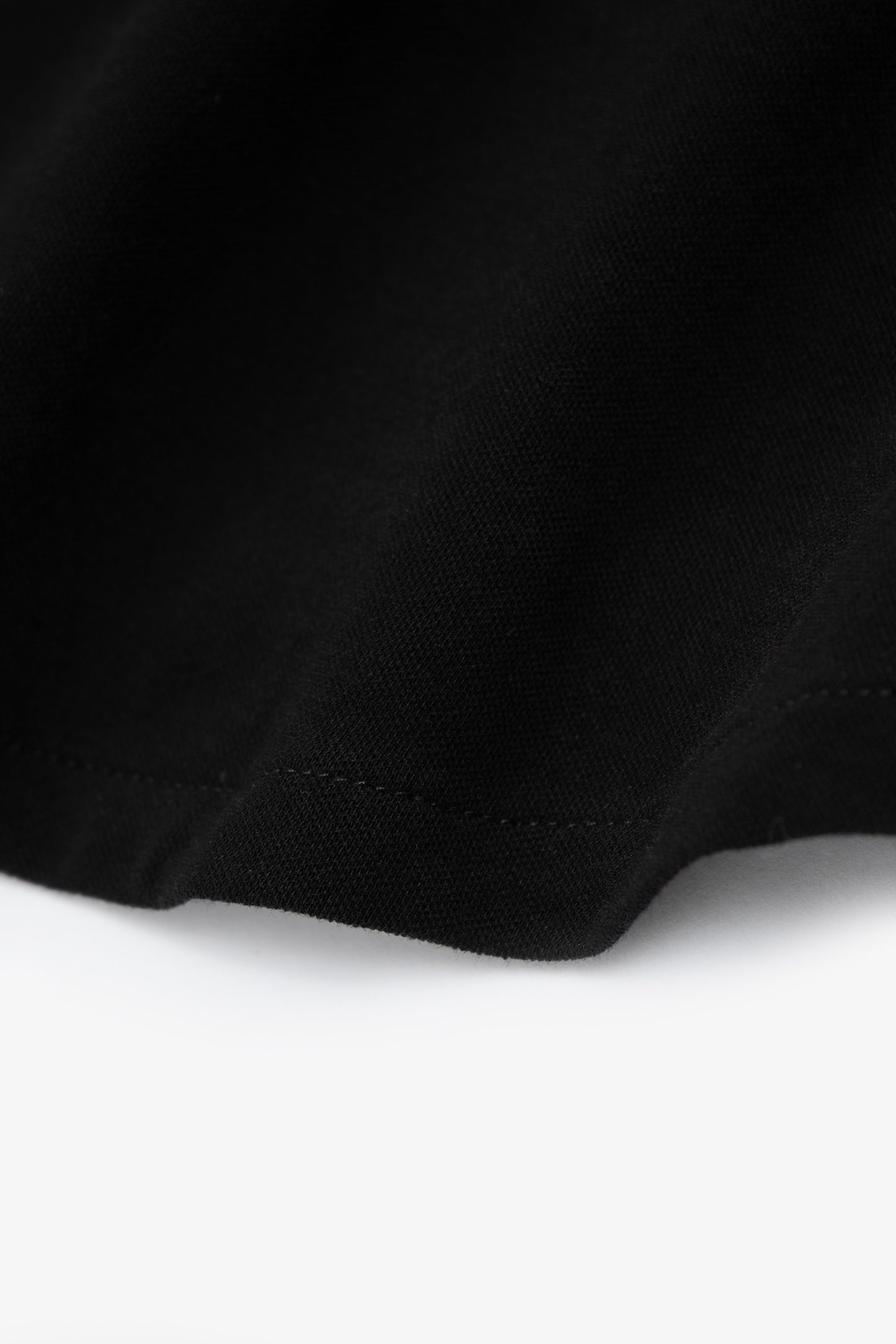 Fabric ripple detail of LW423SS SS Pique Button Down in Black on a model