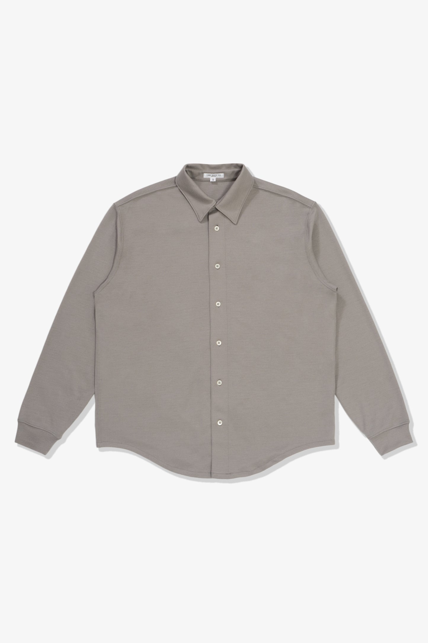Front full-facing flat overview of LW444W Wool Button Up in Silver