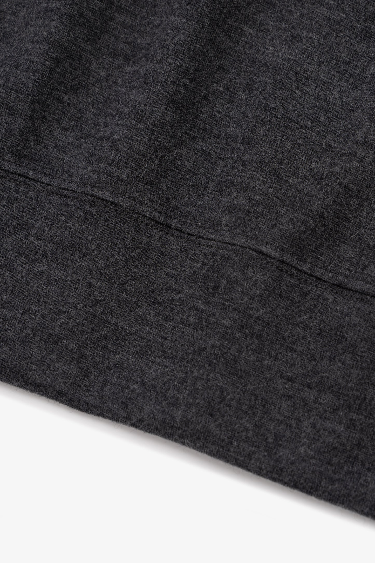 Hem Detail of LW601W Wool Jersey Sweater in Charcoal