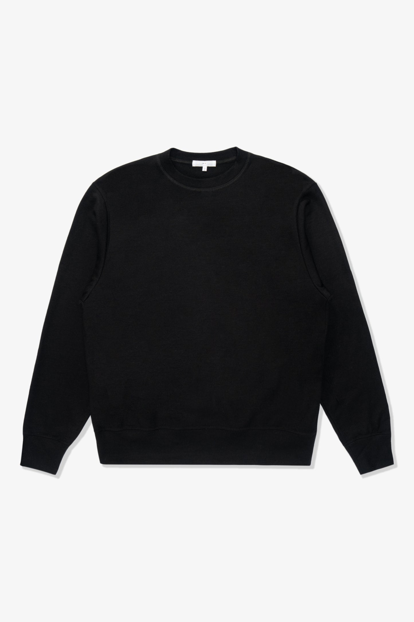 Full-length flat-lay photo of LW601W Wool Jersey Sweater in black
