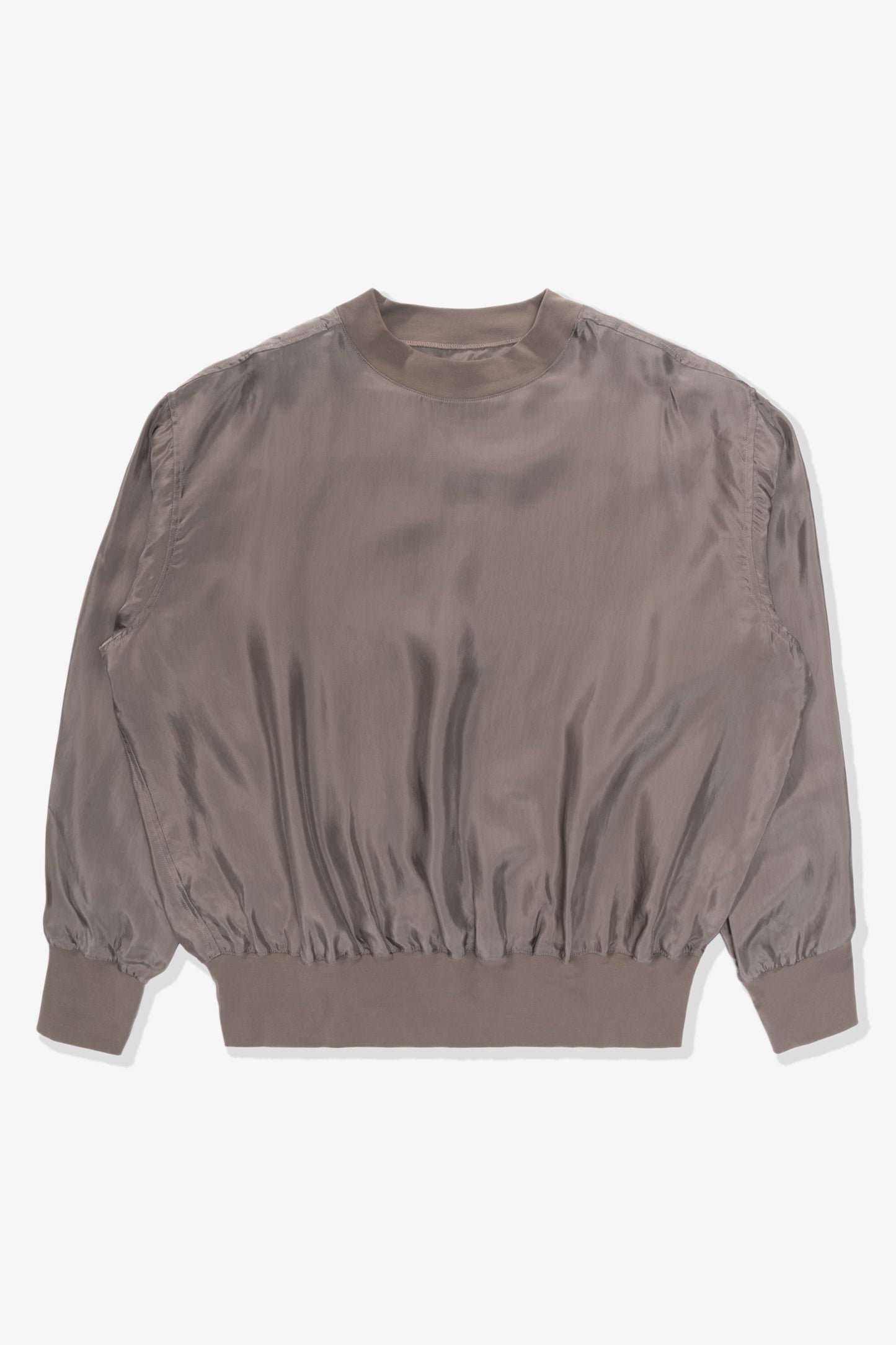 Full front-facing flat overview of LW605 Cupro Pullover in Deep Grey
