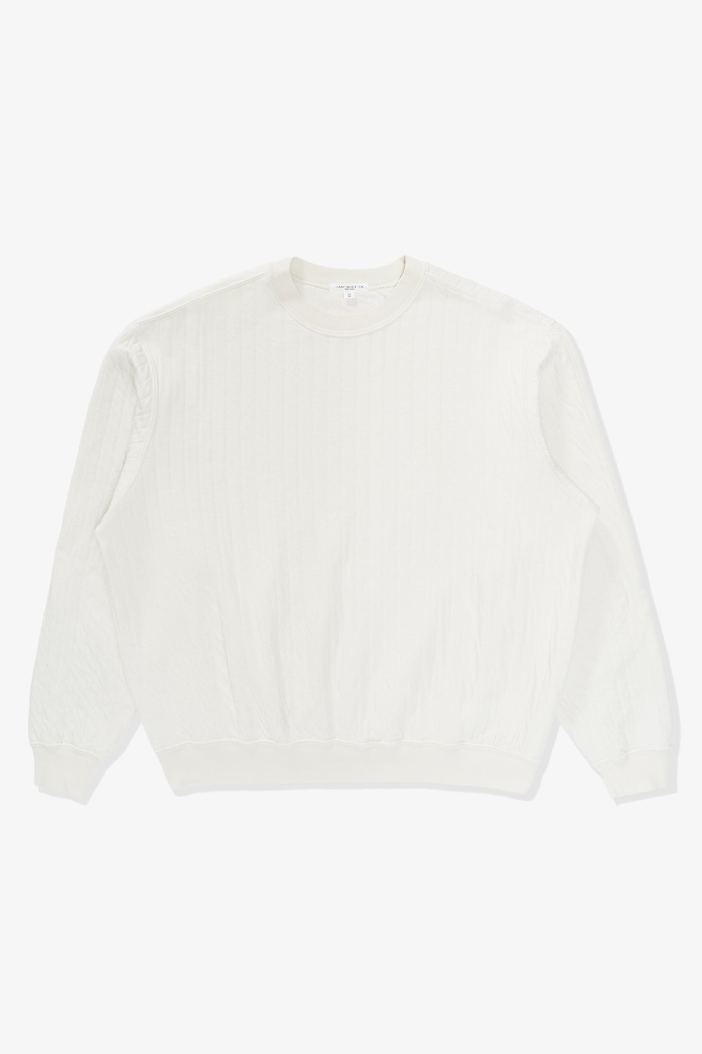 Front full-facing overview of LW610Q Quilted Crewneck in Off White