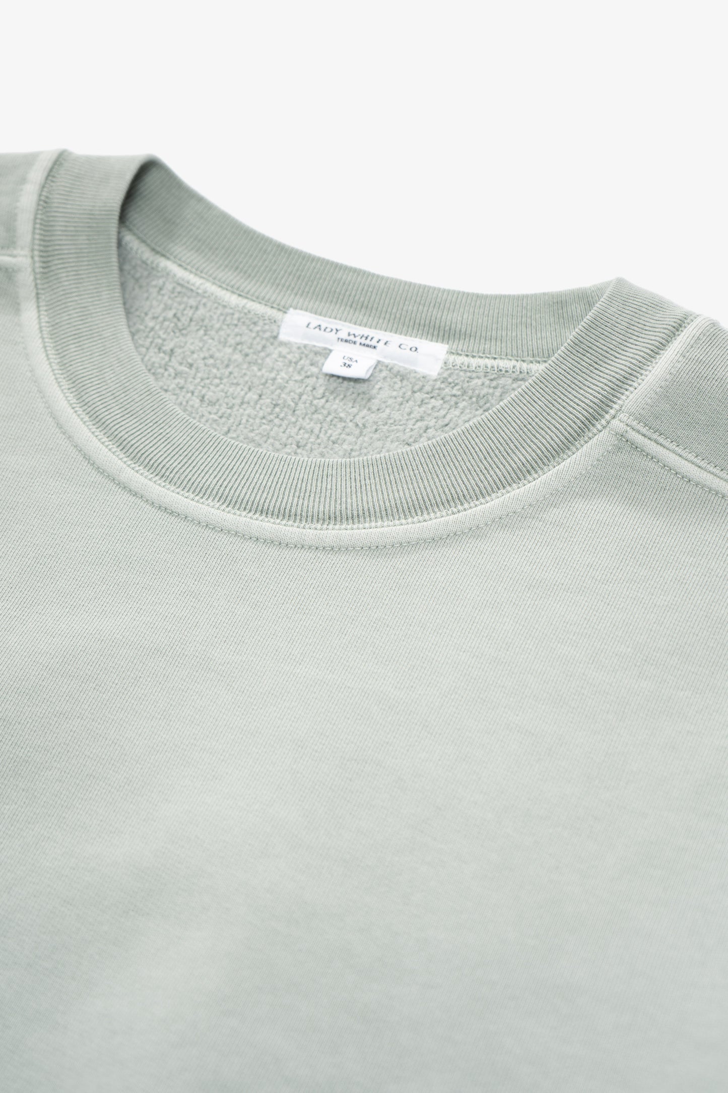 Collar detail of LW612 Mini Crewneck in Pigment Mineral