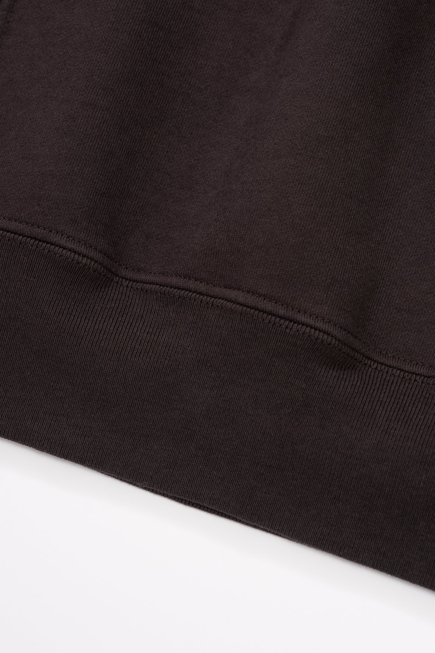 Cuff detail of LW620 Heavy Gusset Crewneck in Tire Black