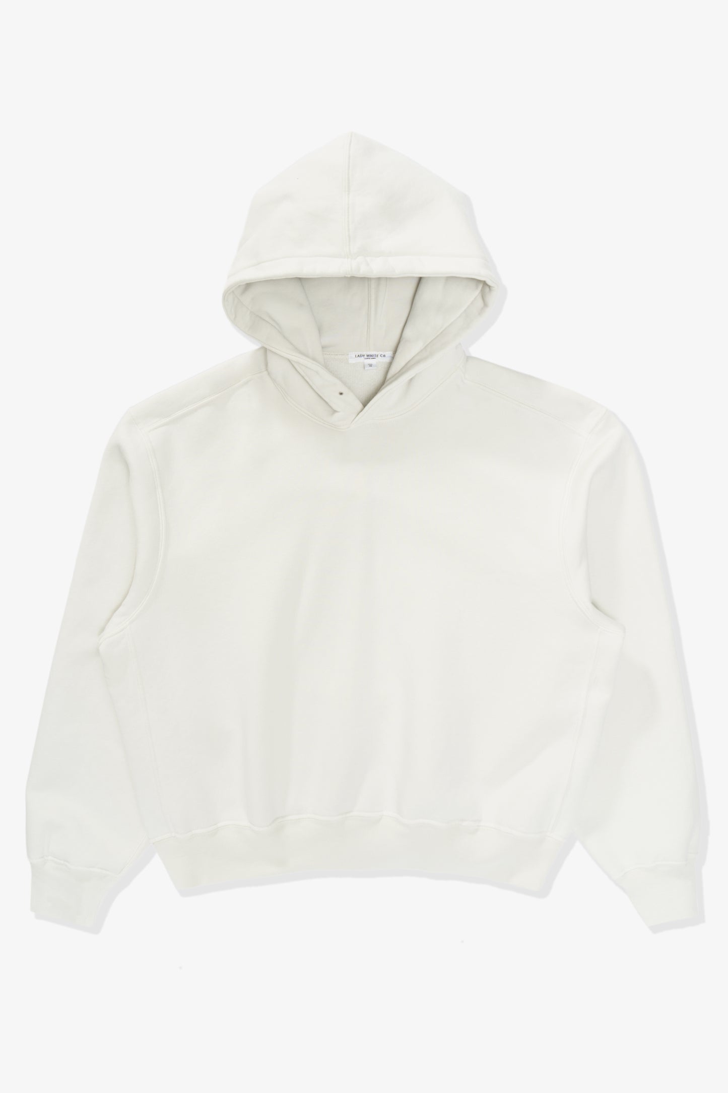 Front-facing full flat overview of LW624 Mini Hoodie in Off White