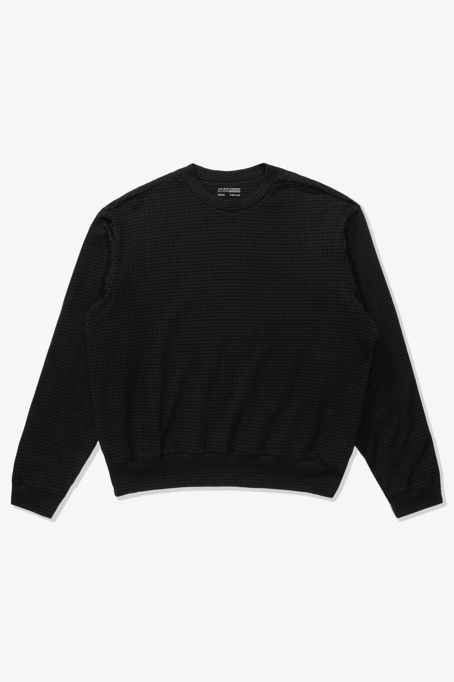 Full front-facing flat overview of LW650 2-Ply Gauze Crewneck in Black