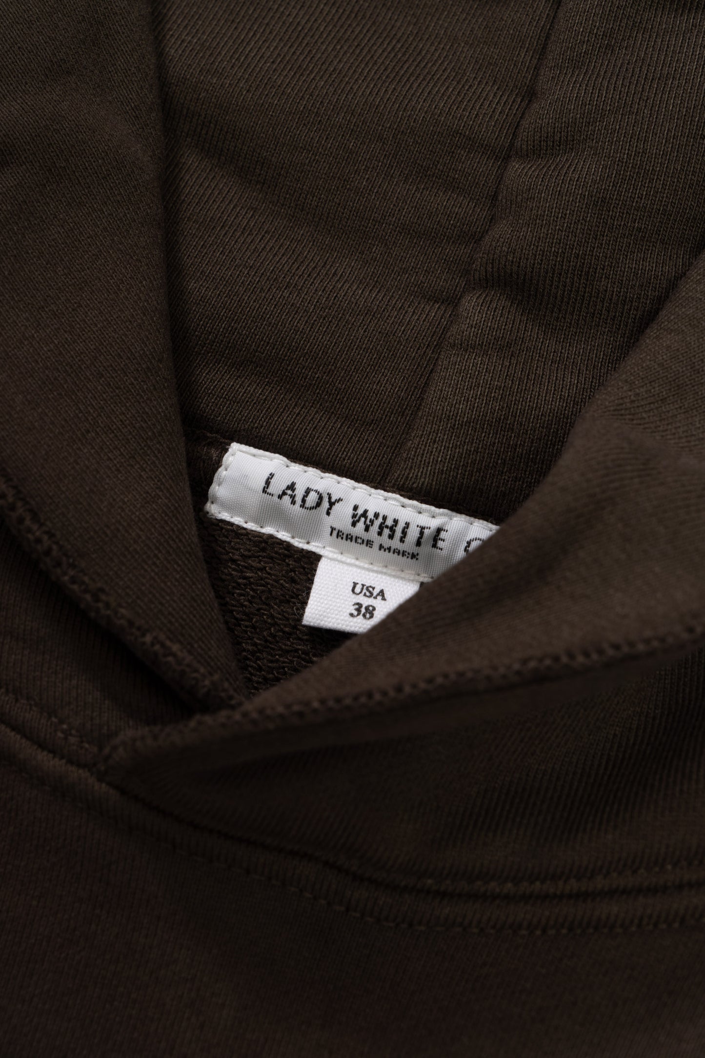 Collar detail of LW680 Super Weighted Hoodie in Black Olive