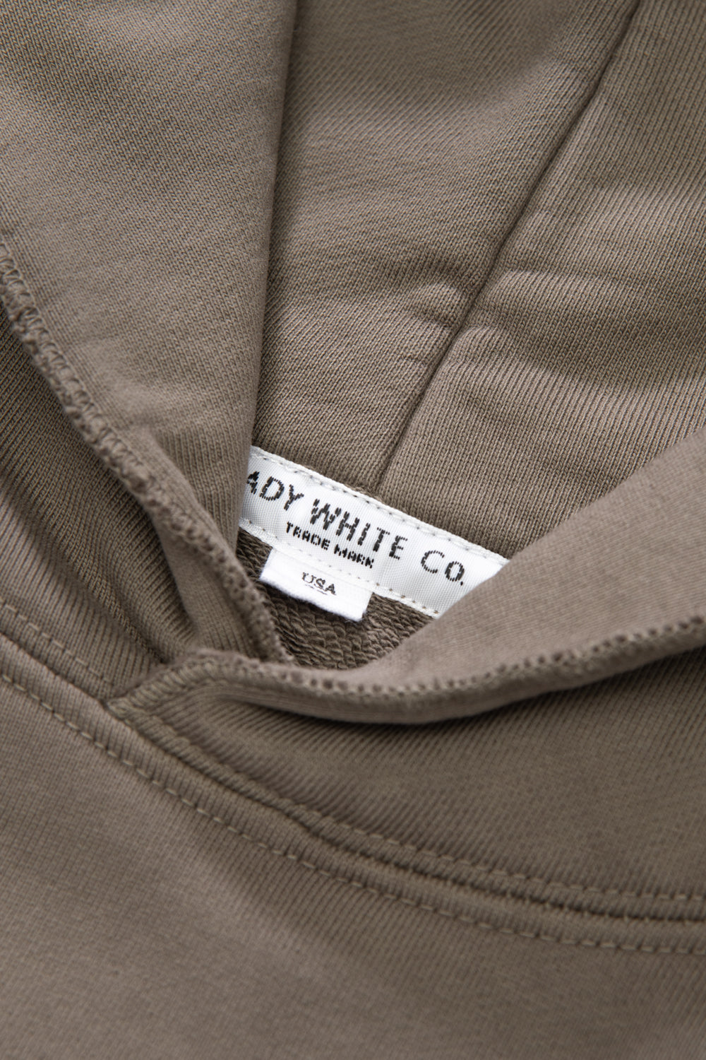Collar detail of LW680 Super Weighted Hoodie in Deep Cement