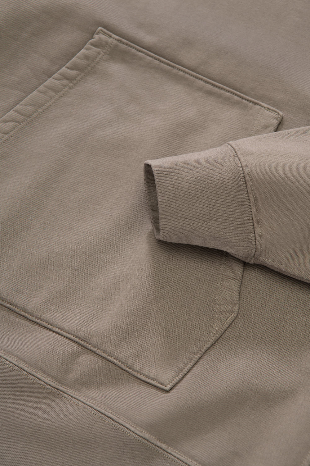 Cuff detail of LW680 Super Weighted Hoodie in Deep Cement