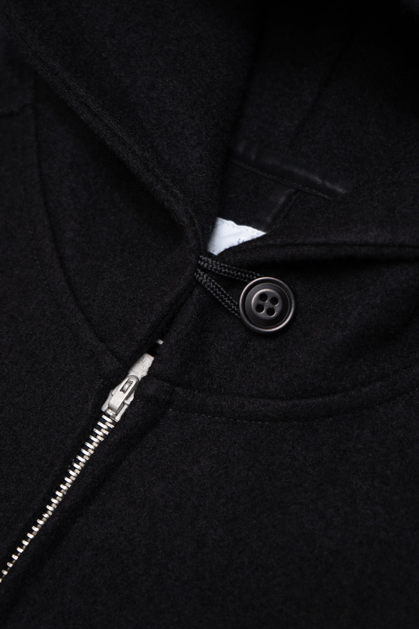 WOOL ZIP HOODIE - BLACK