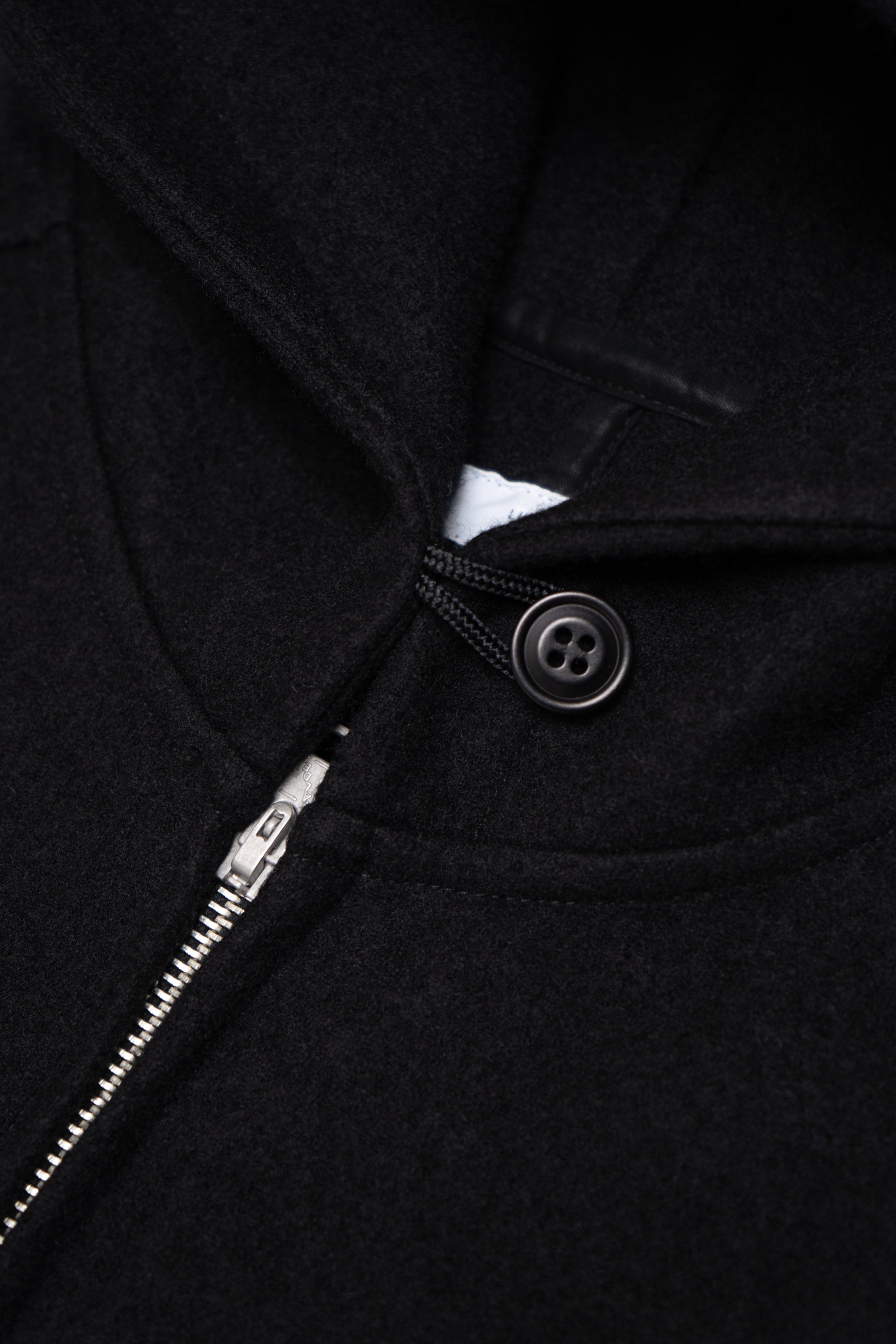 WOOL ZIP HOODIE - BLACK