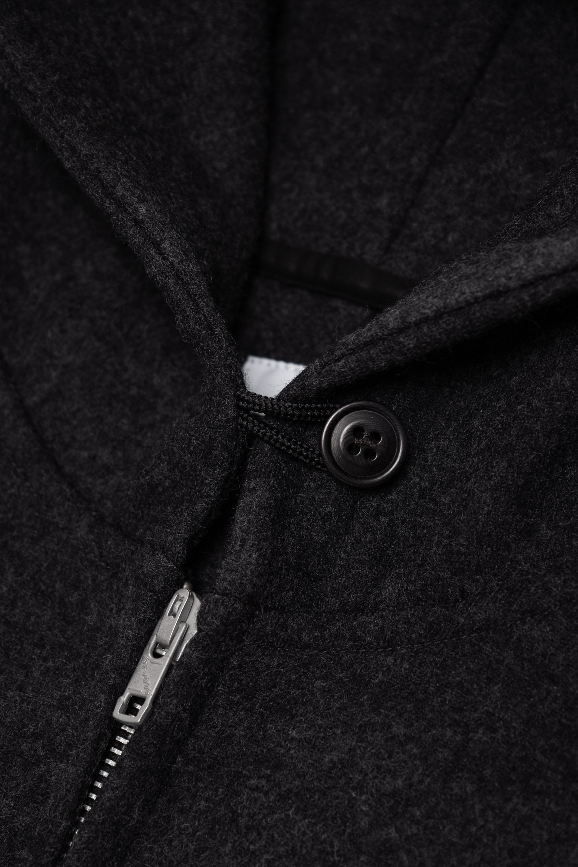 WOOL ZIP HOODIE - CHARCOAL
