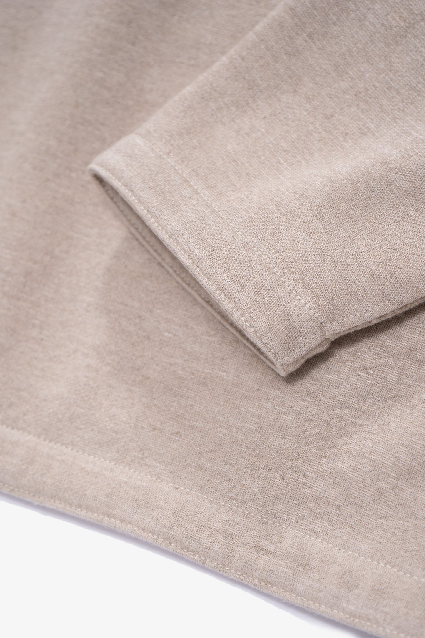 Cuff detail of LW770SL Silk Linen V Neck Sweater in Natural