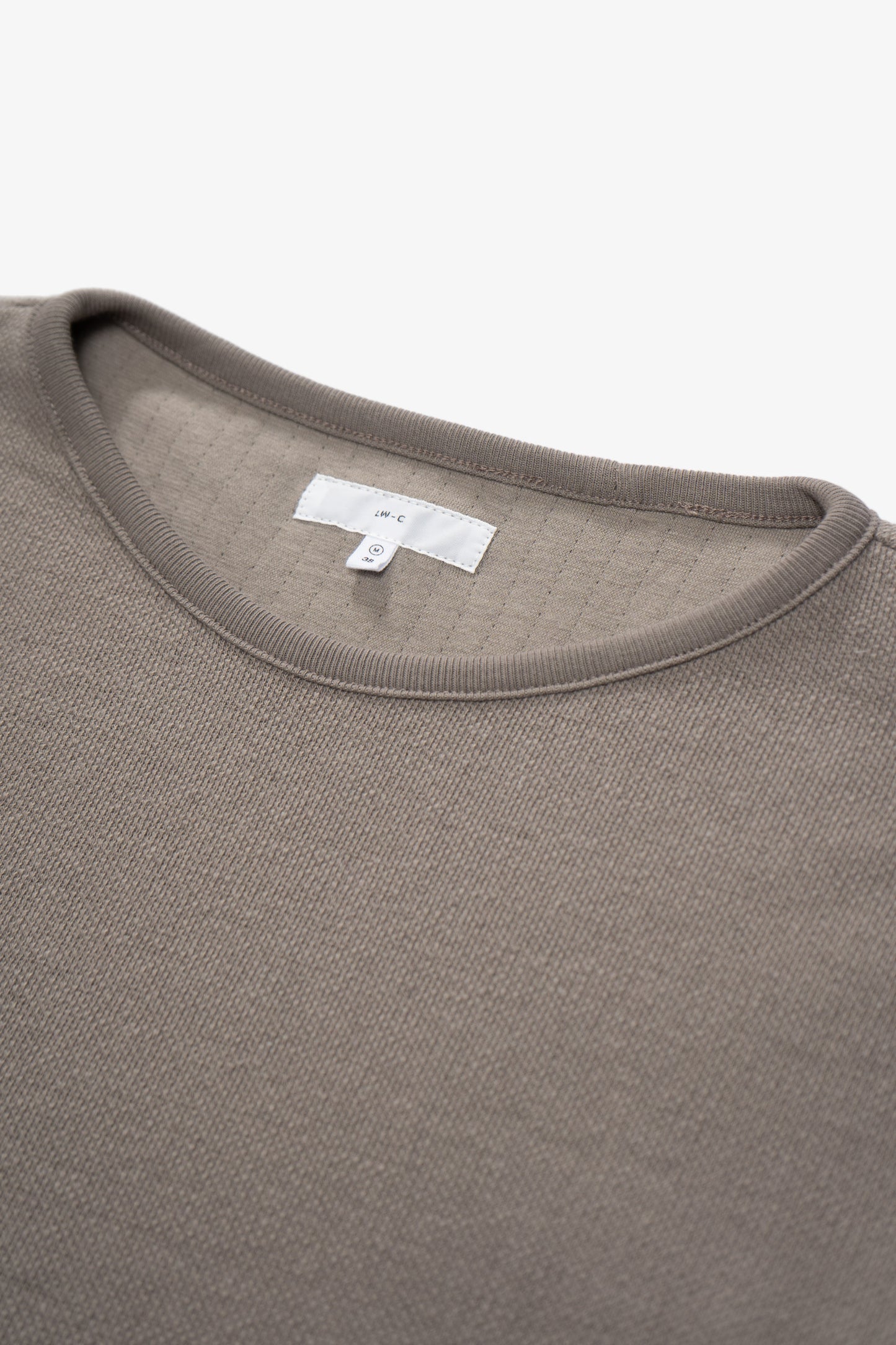 Collar detail of LW777CL Double Knit Sweater in Anvil Grey