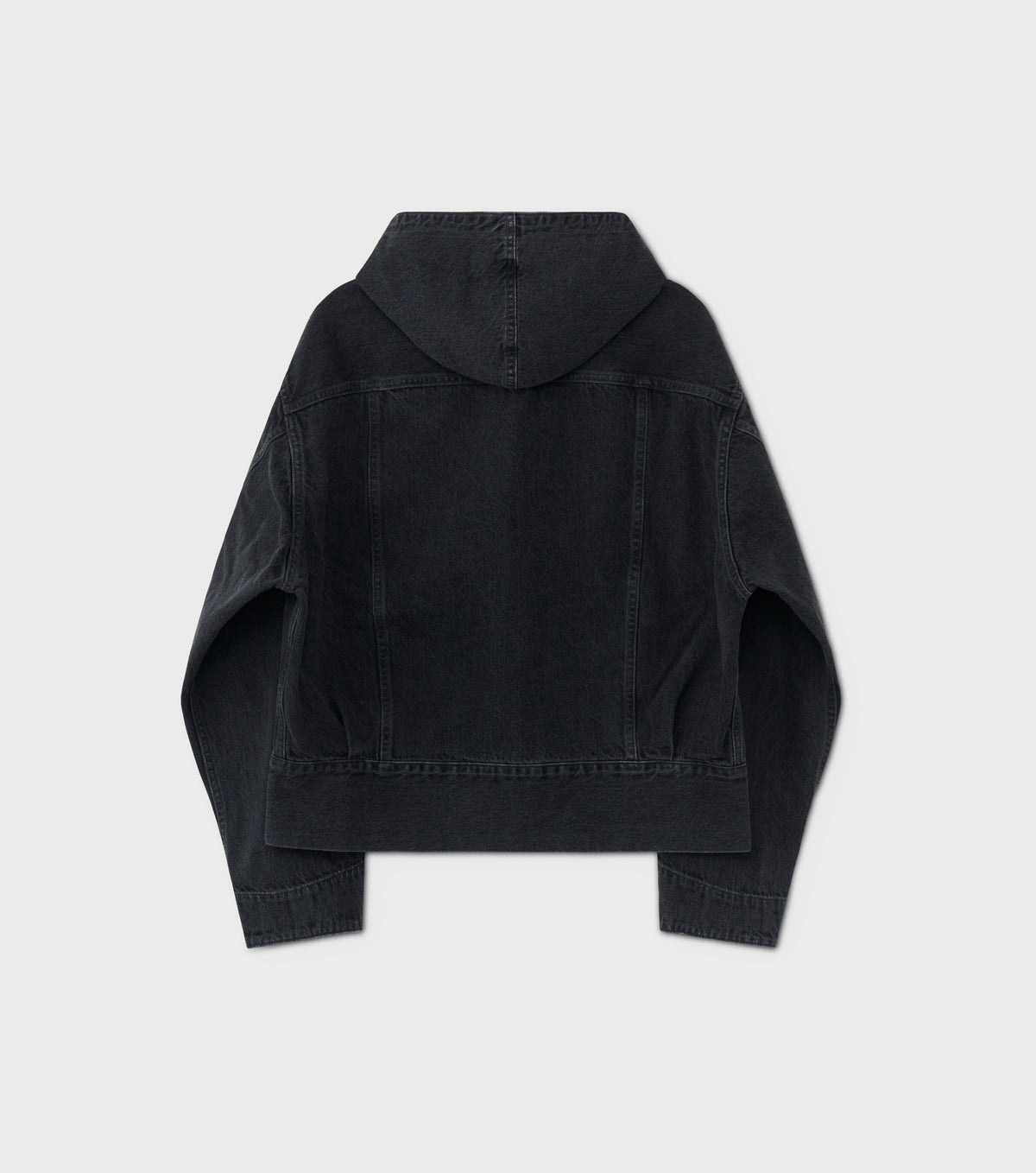 HOODED DENIM BLOUSON - FADED BLACK