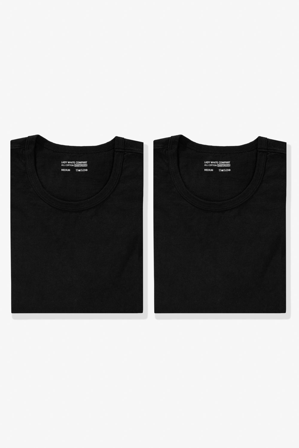 Two LW101 Our T-shirts in black side by side