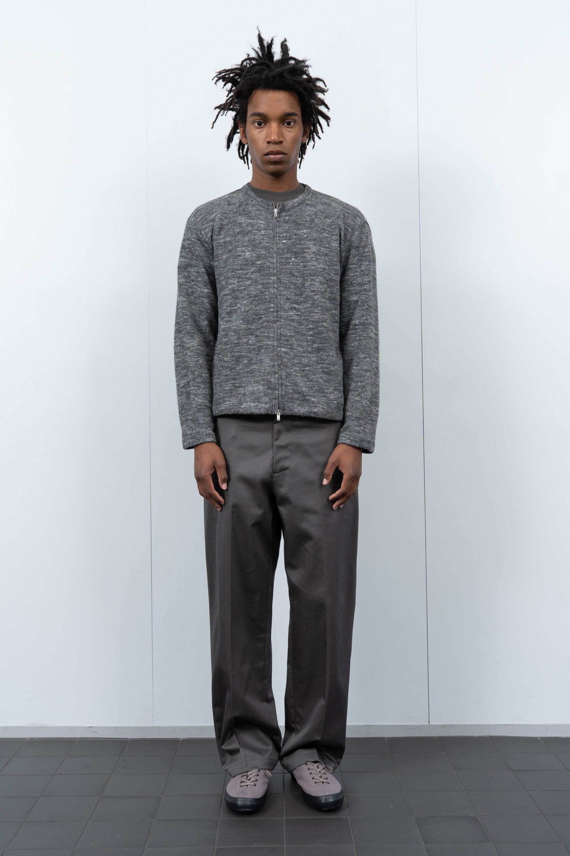 ZIP CREWNECK - CHARCOAL MELANGE