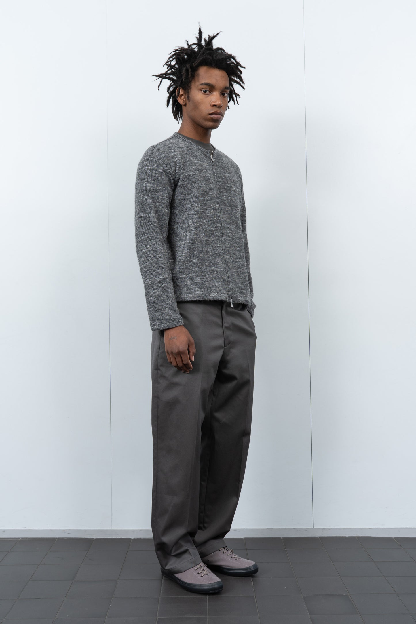 ZIP CREWNECK - CHARCOAL MELANGE