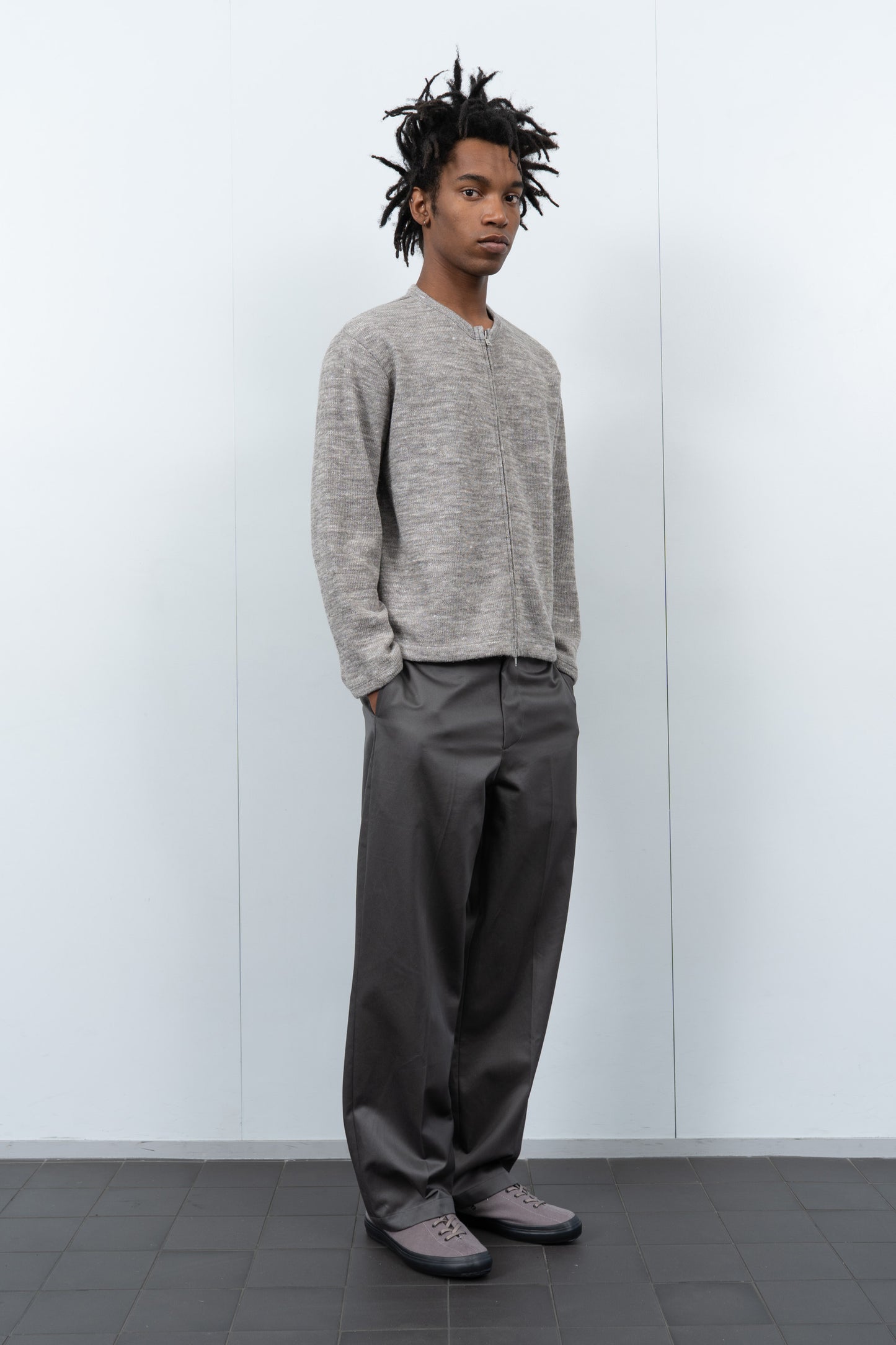 ZIP CREWNECK - GREY MELANGE