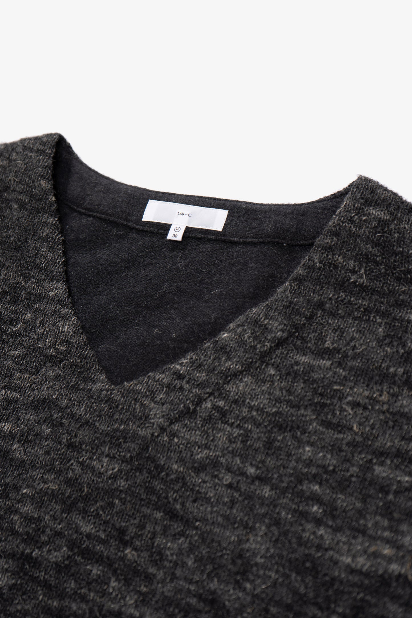 LINEN WOOL V-NECK - BLACK MELANGE
