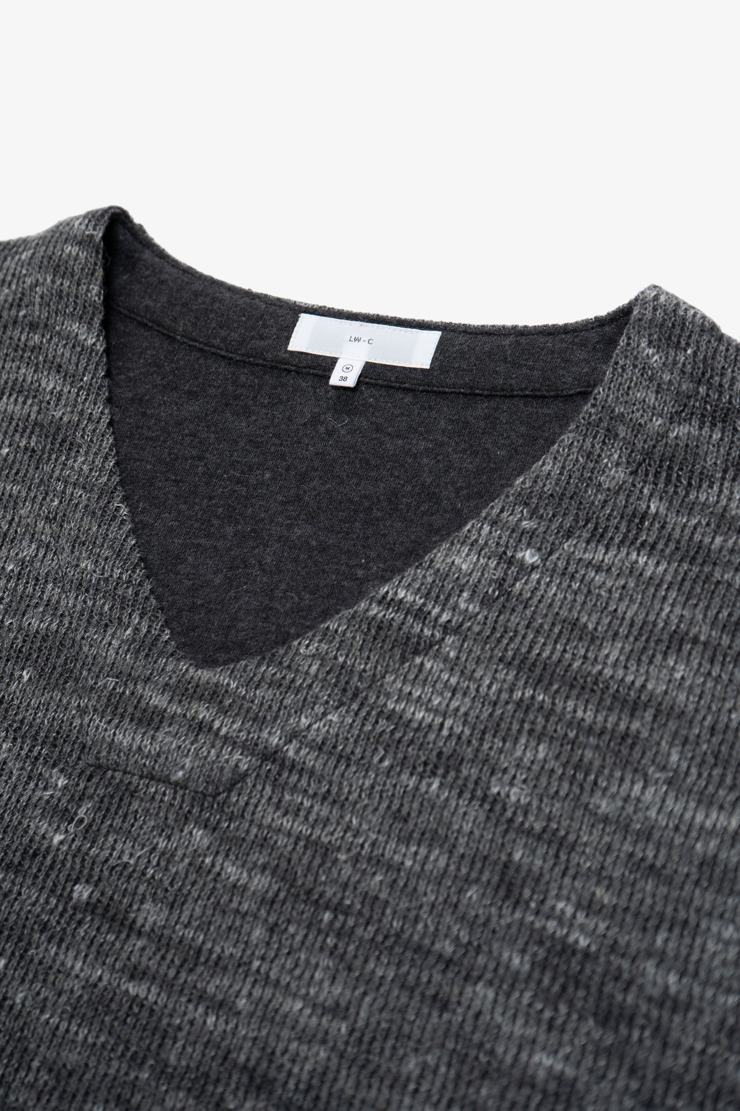 LINEN WOOL V-NECK - CHARCOAL MELANGE