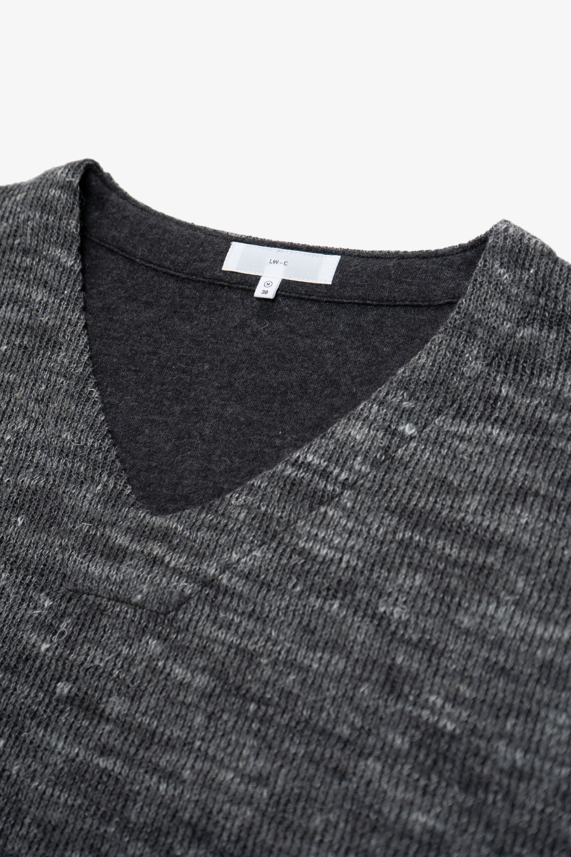 LINEN WOOL V-NECK - CHARCOAL MELANGE