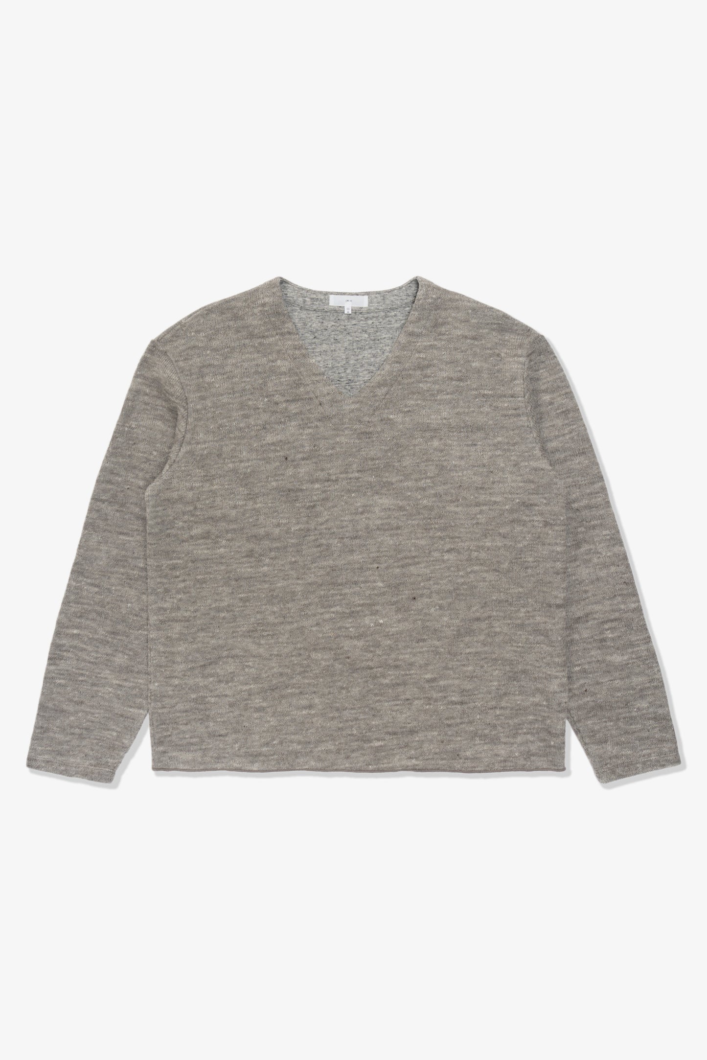 LINEN WOOL V-NECK - GREY MELANGE