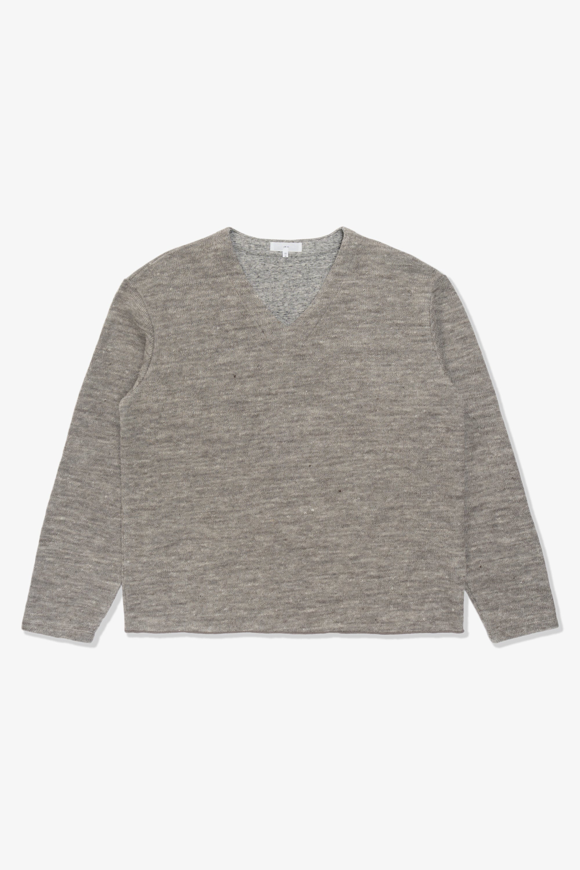 LINEN WOOL V-NECK - GREY MELANGE
