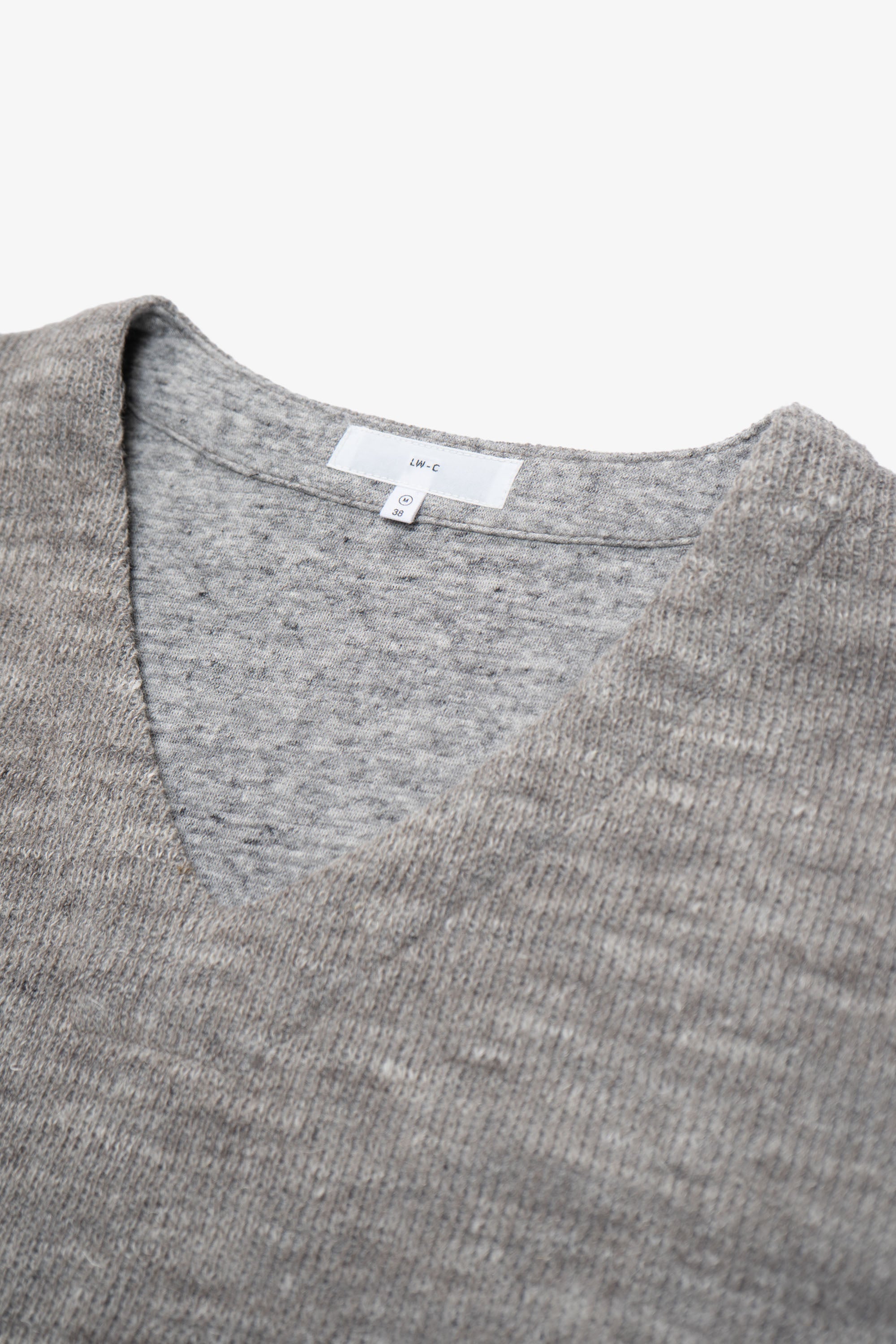 LINEN WOOL V-NECK - GREY MELANGE
