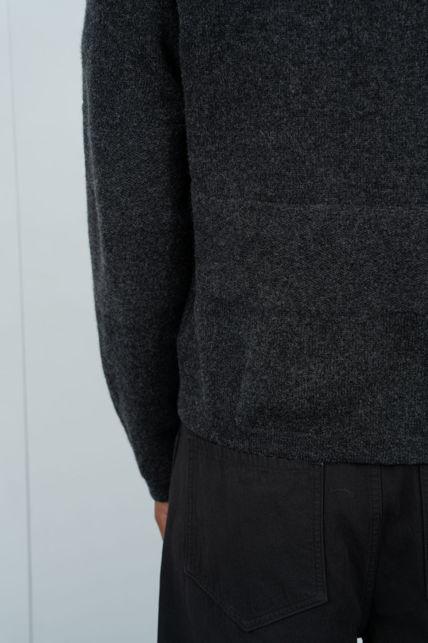 WOOL V-NECK SWEATER - CHARCOAL