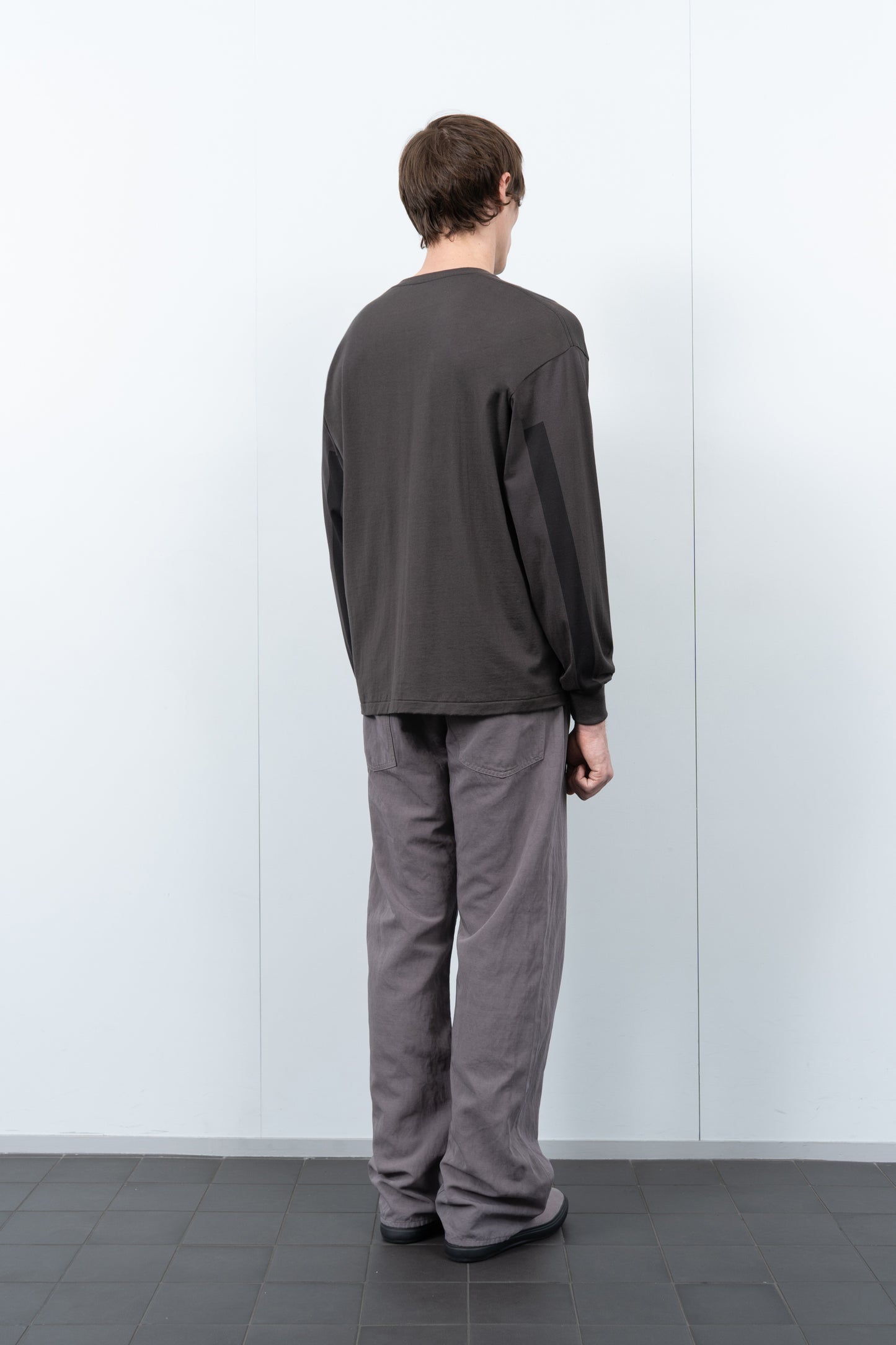 LW - C x KAPTAIN SUNSHINE L/S STRIPE T-SHIRT - GRAY