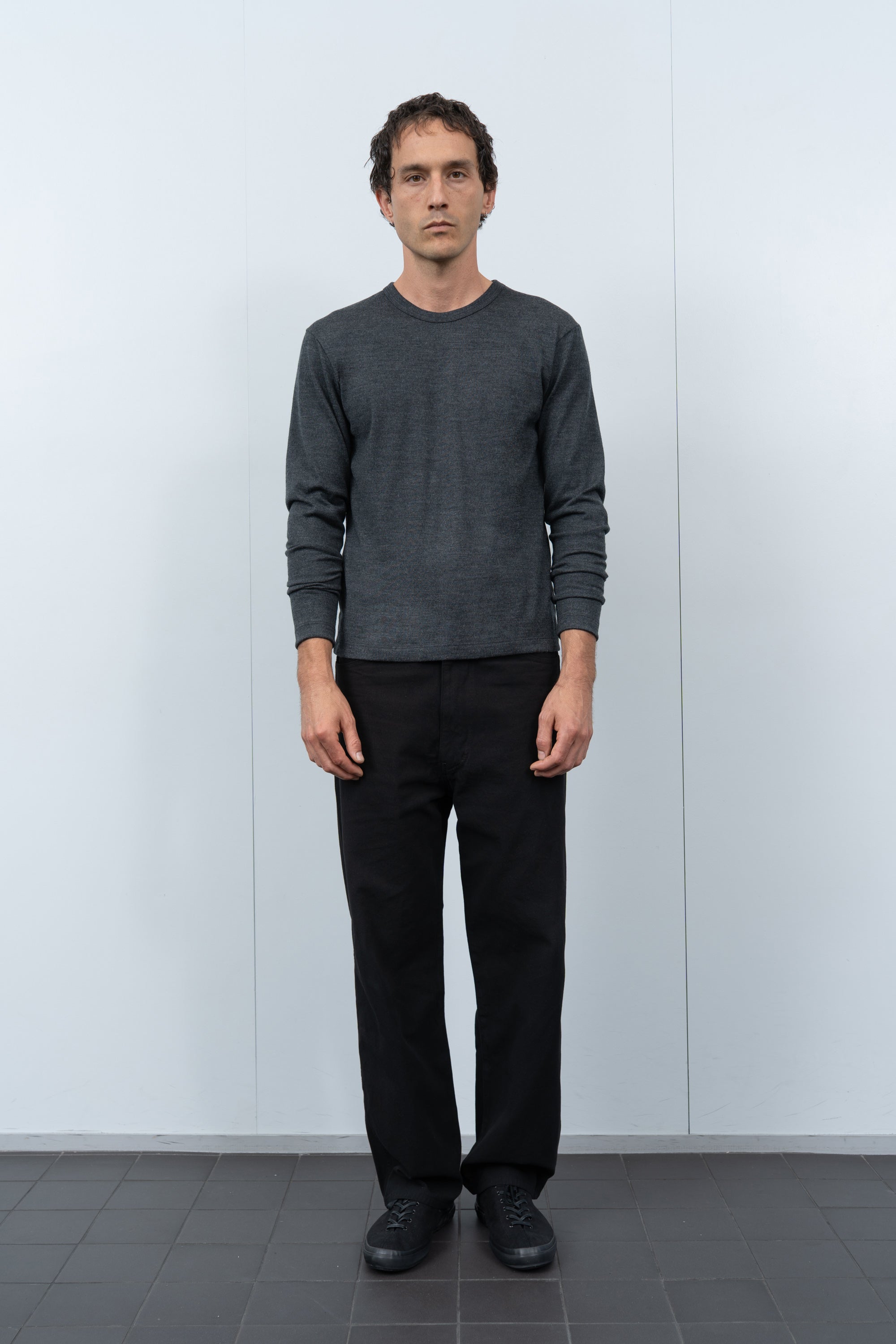 L/S WOOL CARLEN T-SHIRT - CHARCOAL