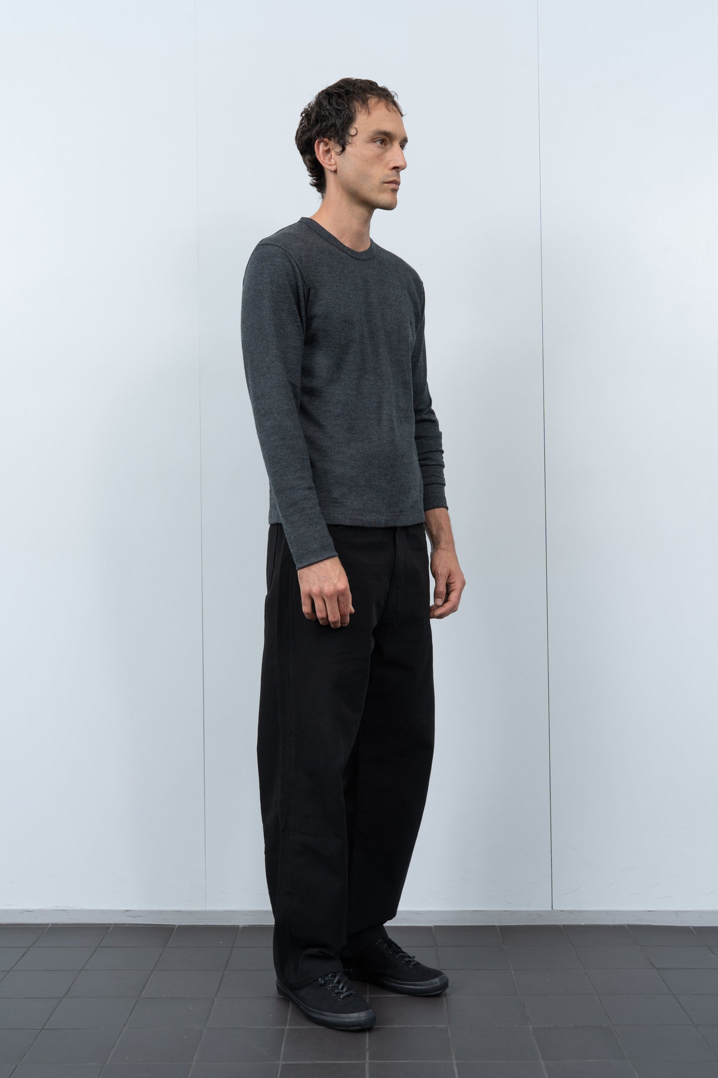 L/S WOOL CARLEN T-SHIRT - CHARCOAL
