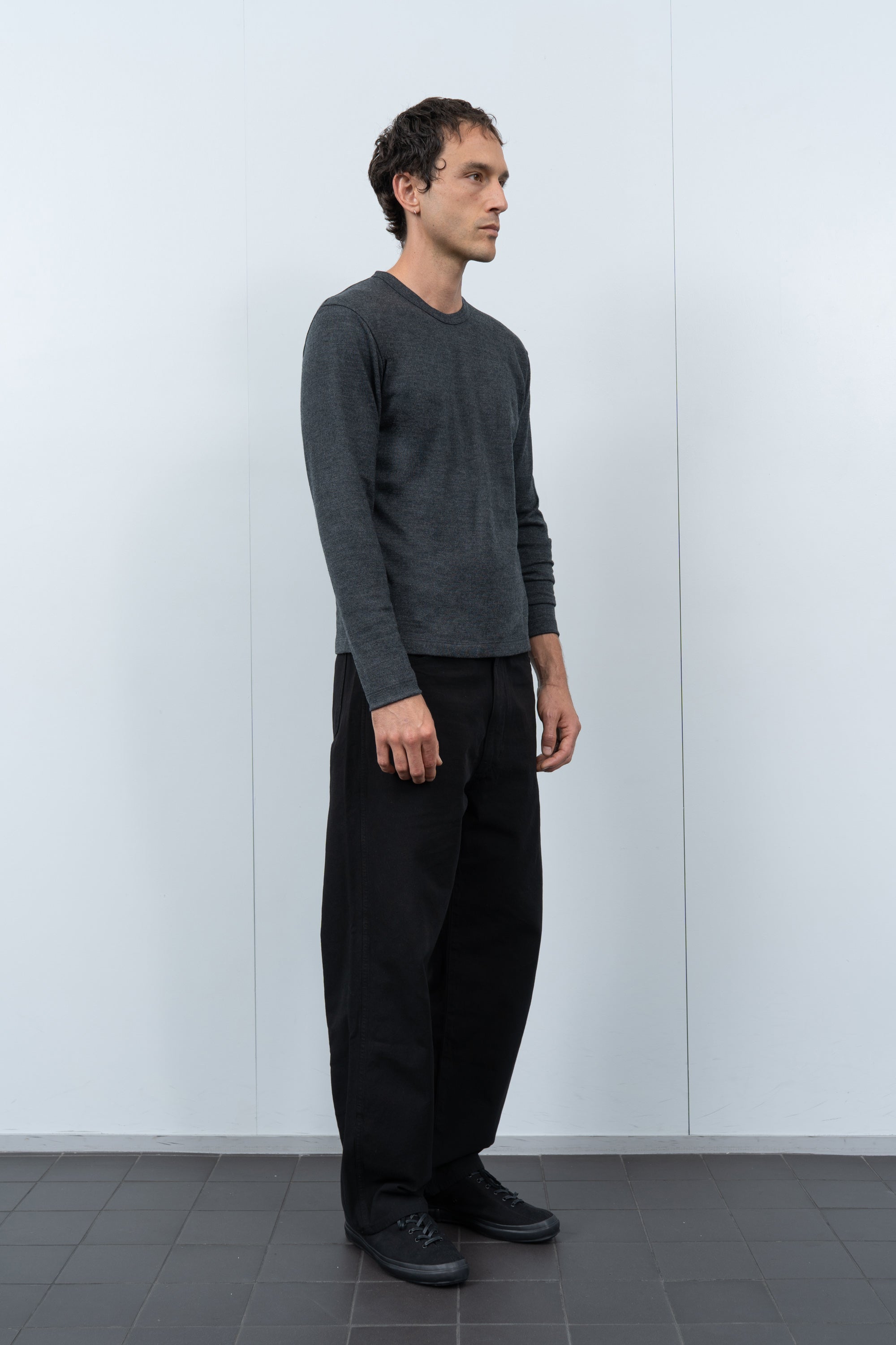 L/S WOOL CARLEN T-SHIRT - CHARCOAL