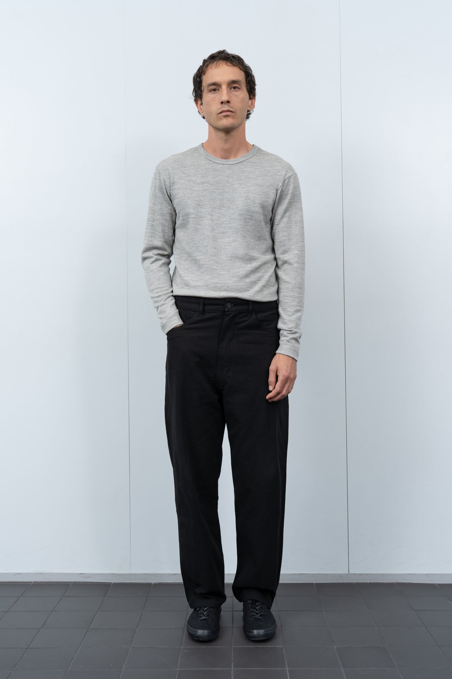 L/S WOOL CARLEN T-SHIRT - HEATHER GREY